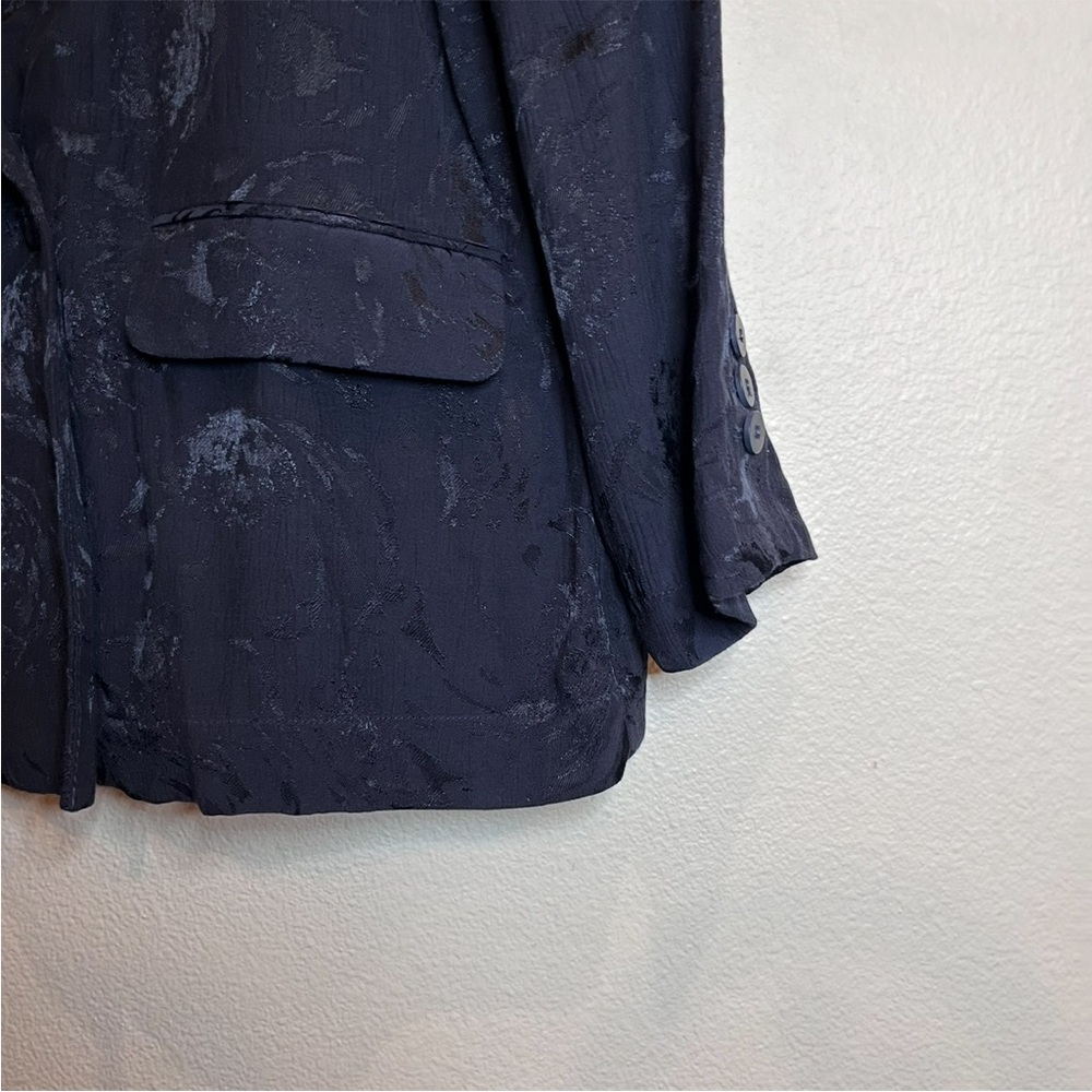 Zara Relaxed Fit Black Satin Floral Blazer - Picture 5 of 12